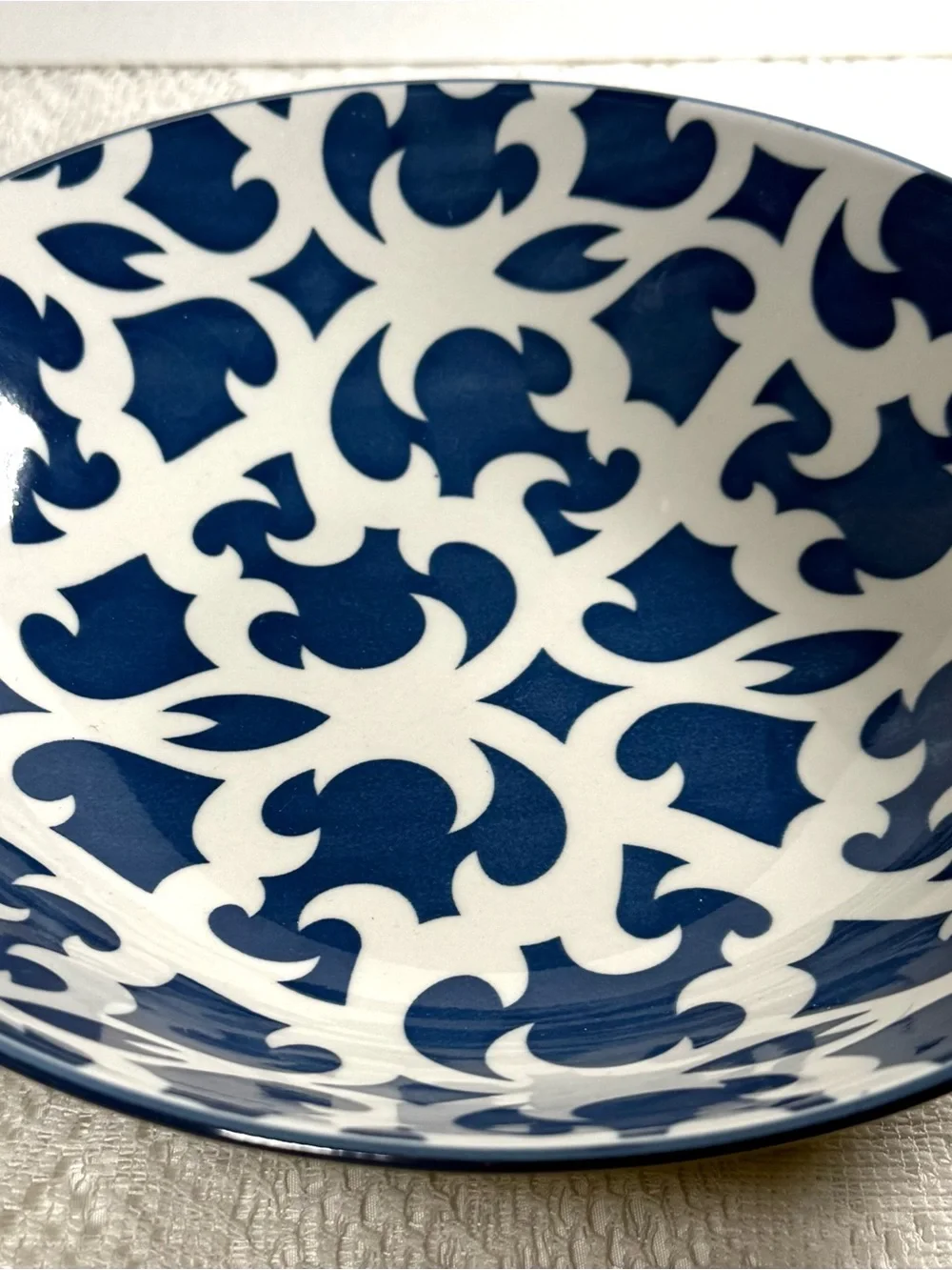 Certified International Blue and White Ornate Ceramic Bowl Set